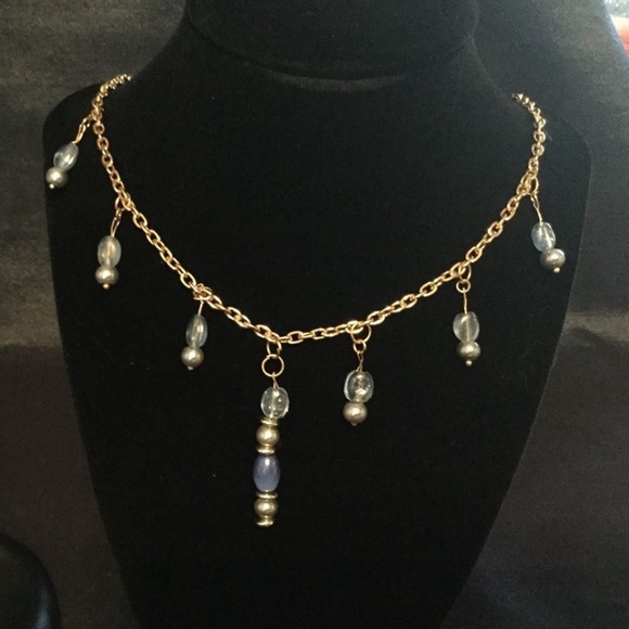 Blue Glass Beads, & Cats Eye 3 pc Jewelry Set - Picture 2 of 4